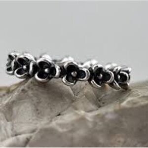 Pandora Silver and Black Rose Ring